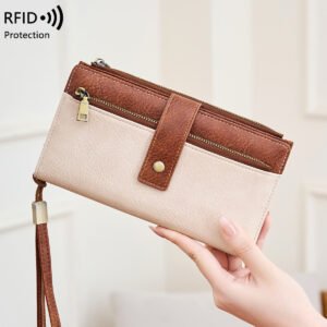 Anti-magnetic Womens Multi-Card Trifold Long Fashion Wallet